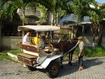 インドネシアの馬車Delmanです。観光向けと思ったら大間違い、まだまだ現役の交通手段です。（らしいです）